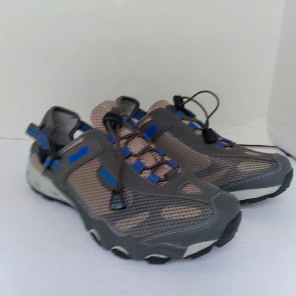 World Wide Sportsman Water Hiking Shoes Sandals Quick Lace Gray‎ Blue